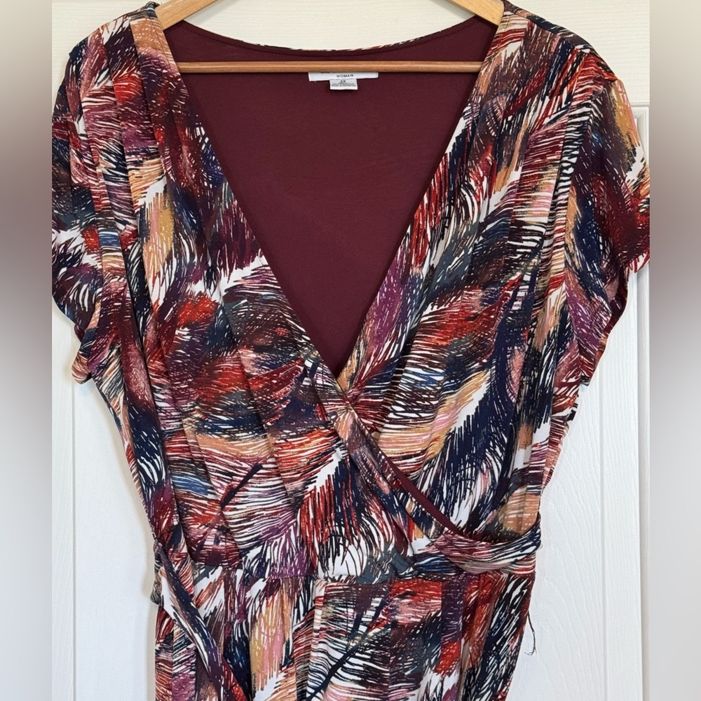 Liz Claiborne palm print wrap dress